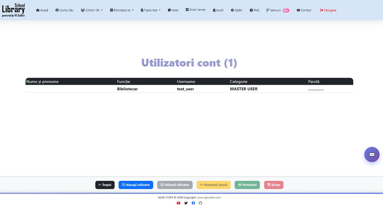 School Library: Account users and permissions